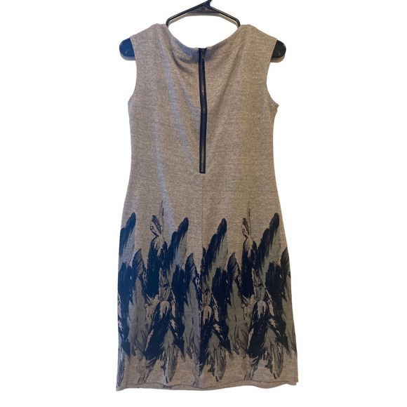 Jonathan Martin Gray Feather Print Dress - Size 6 - Picture 2 of 6